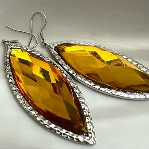 Elegant Silver and Amber Drop Earrings